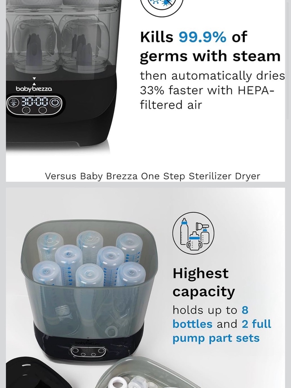 Baby Brezza Black Electric Baby Bottle Sterilizer - Picture 3 of 12